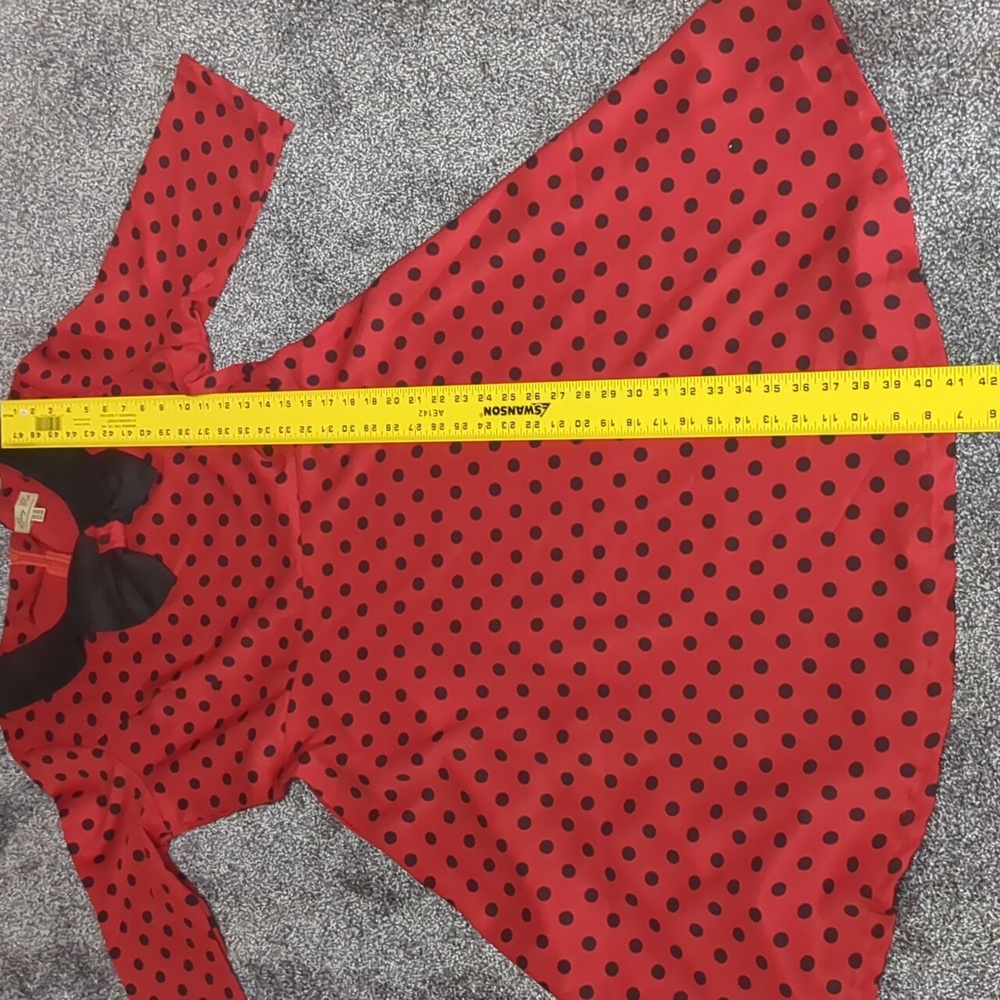 Lindy Bop Red and Black Polka Dot Midi Dress - Picture 6 of 11